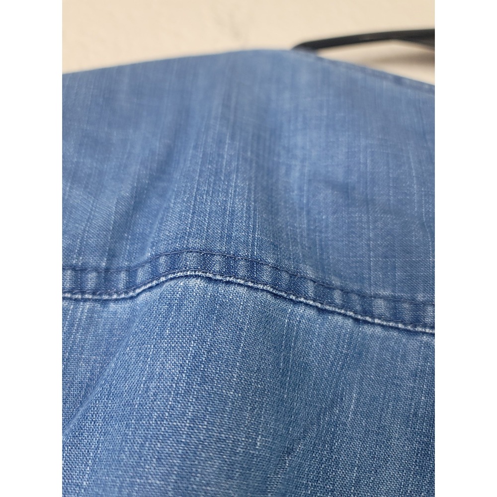 Martha Stewart Denim Tunic Top Women M Chambray Button Placket Minimalist Preppy - Picture 5 of 9